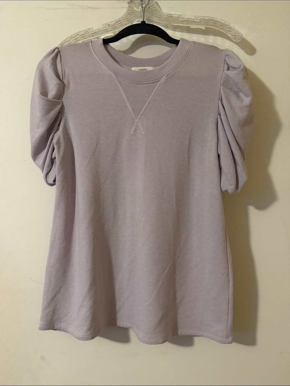 Cherish Lavender Puff Sleeve Long Sleeve Tee